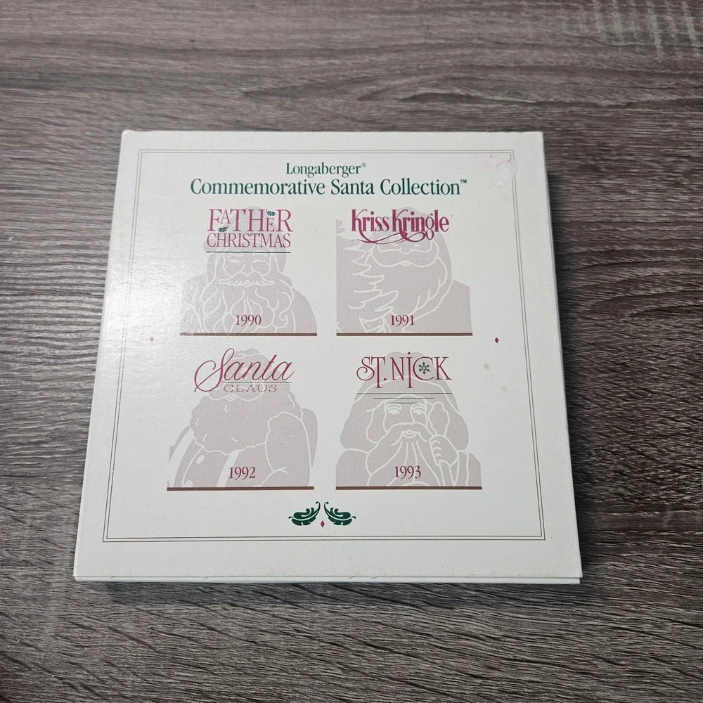 Longaberger Commemorative Santa Collection Pewter Ornaments Set 1990-1993 Boxed